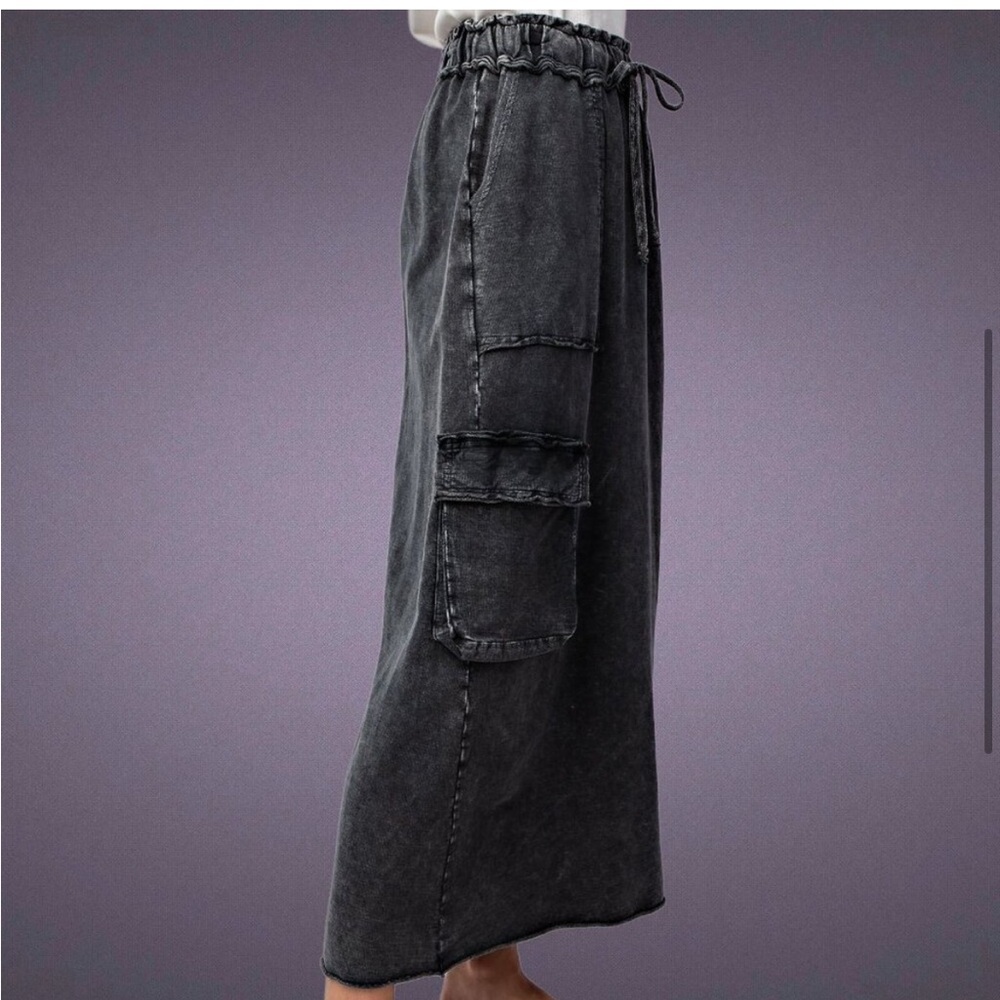 Easel Charcoal Mineral Washed Maxi Skirt - Picture 3 of 8